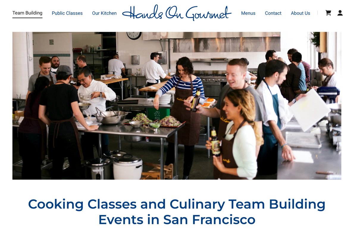 Hands On Gourmet website: cooking classes and culinary team building events in San Francisco
